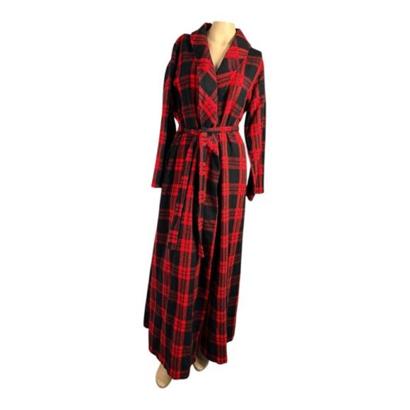 Vintage Michele of Miami Red & Black Buffalo Plaid Robe – Made in USA - Picture 1 of 7
